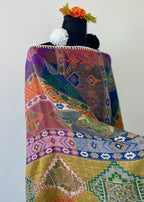Geometric Rebozo-Style Woven Shawl / Multi-Way Cover-Up