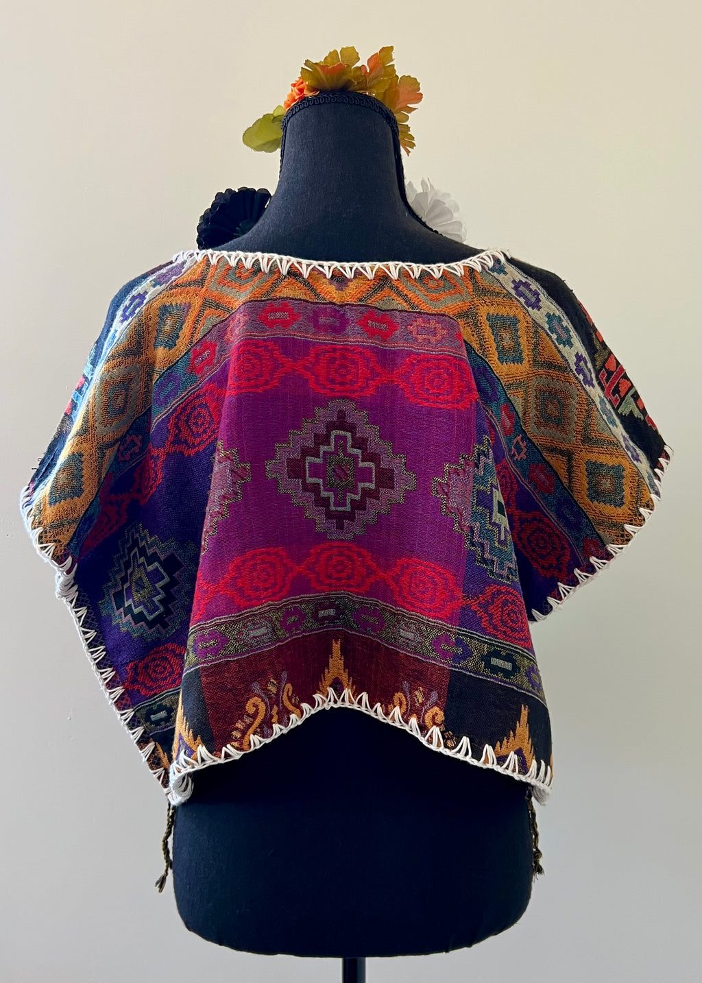 Geometric Cropped Huipil-Style Top