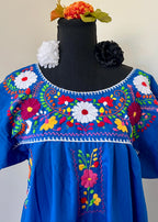 Handmade Oaxacan Embroidered Long Length Dress - San Antonino Style