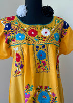Handmade Oaxacan Embroidered Short Length Dress - San Antonino Style