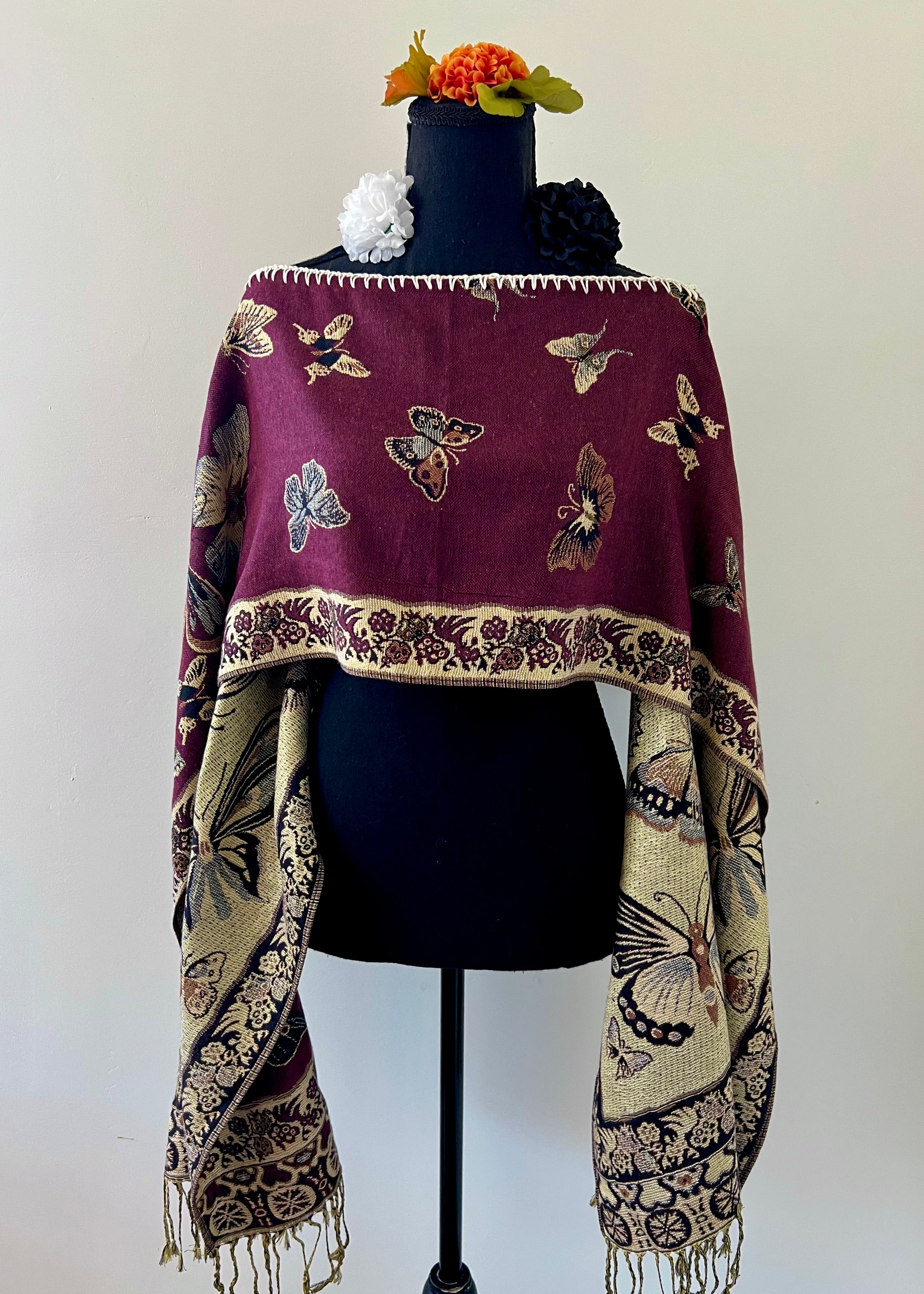 Butterfly Rebozo-Style Woven Shawl / Multi-Way Cover-Up