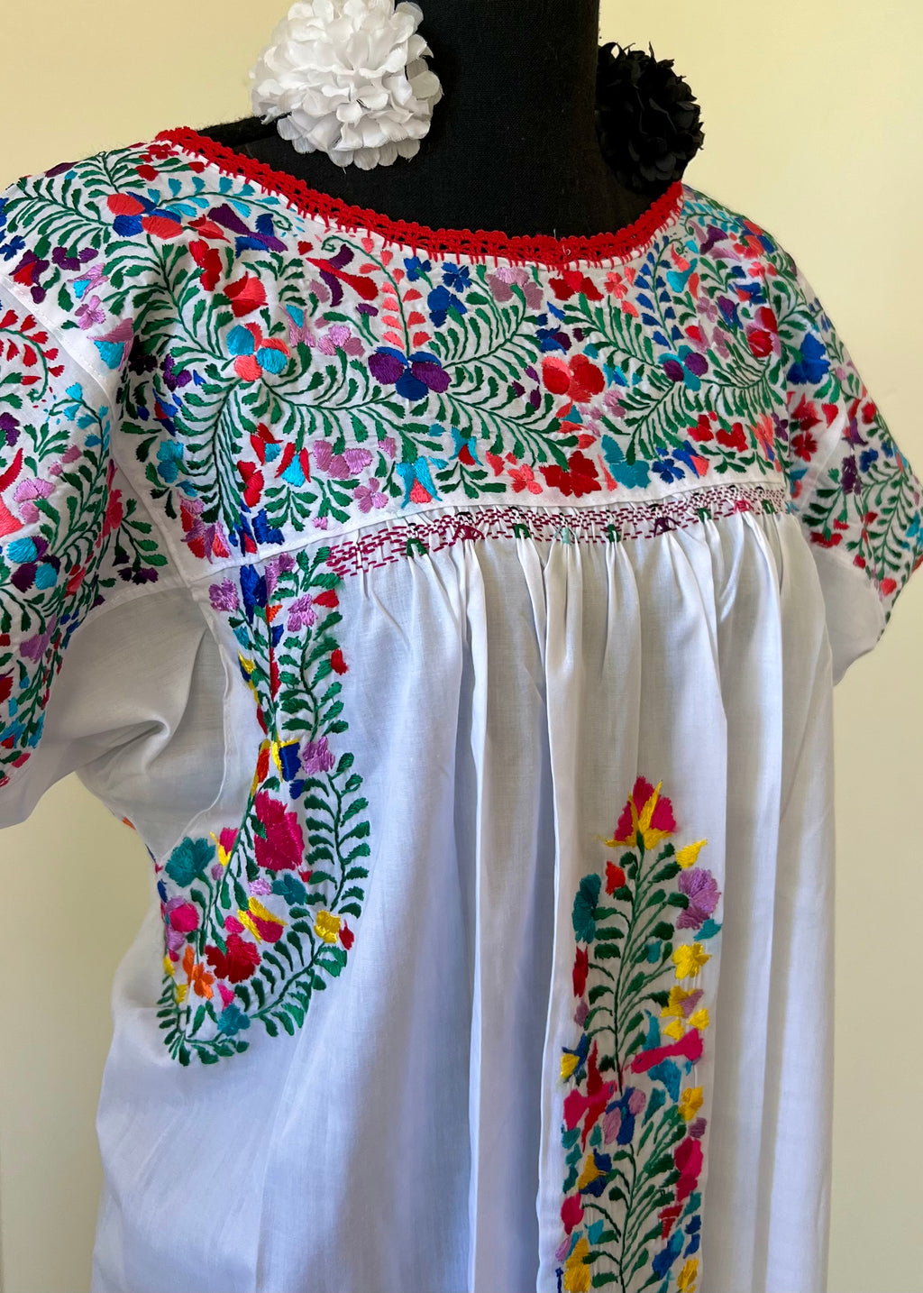 Handmade Oaxacan Embroidered Long Length Dress - San Antonino Style