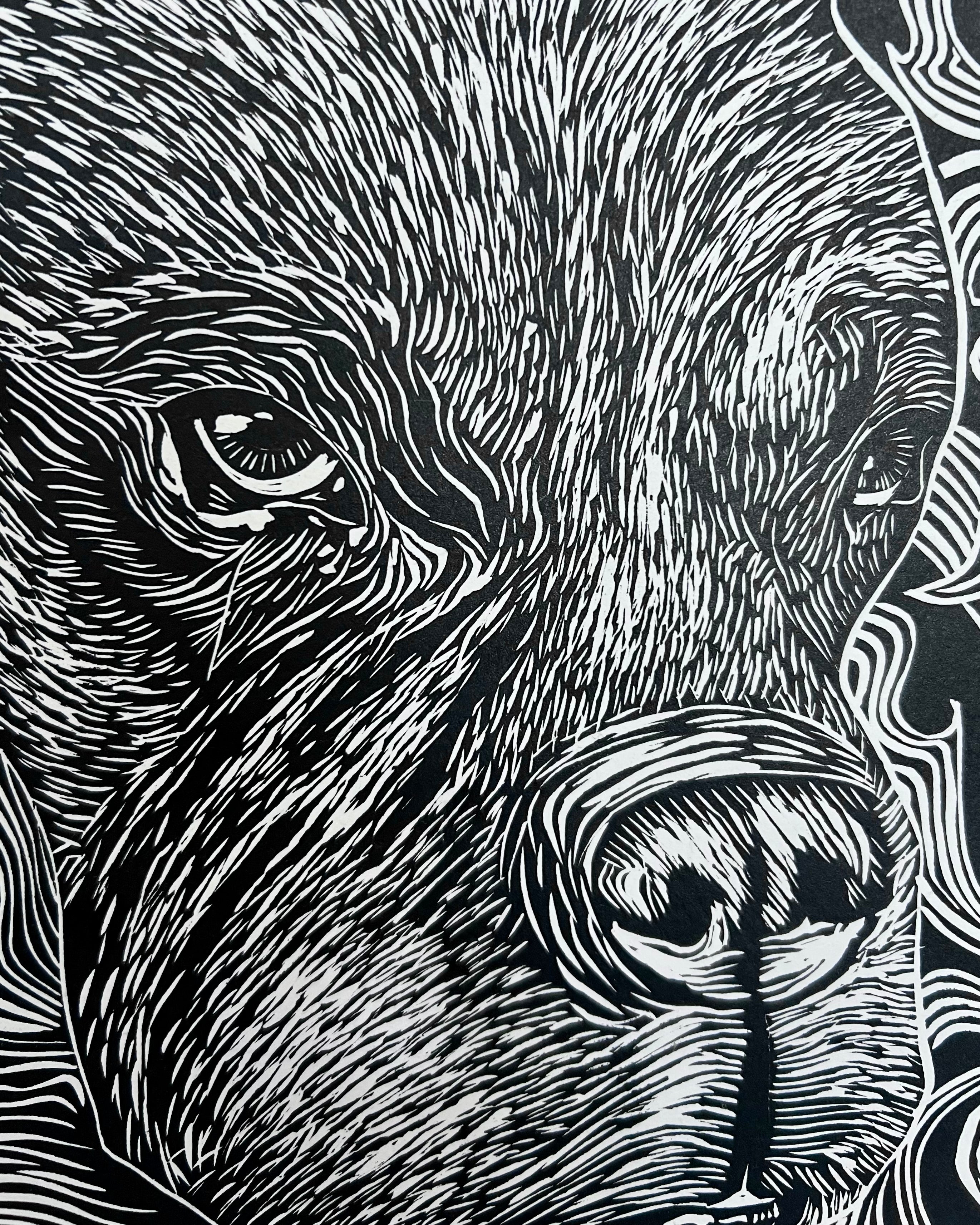 “Al Lado Del Rio” by Leon Arrazola- Grabado- Woodcut Printmaking 3/30