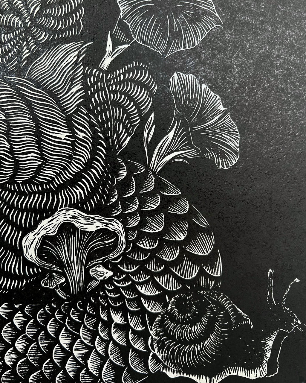 “Polinizacion” by Leon Arrazola- Grabado- Woodcut Printmaking 3/30