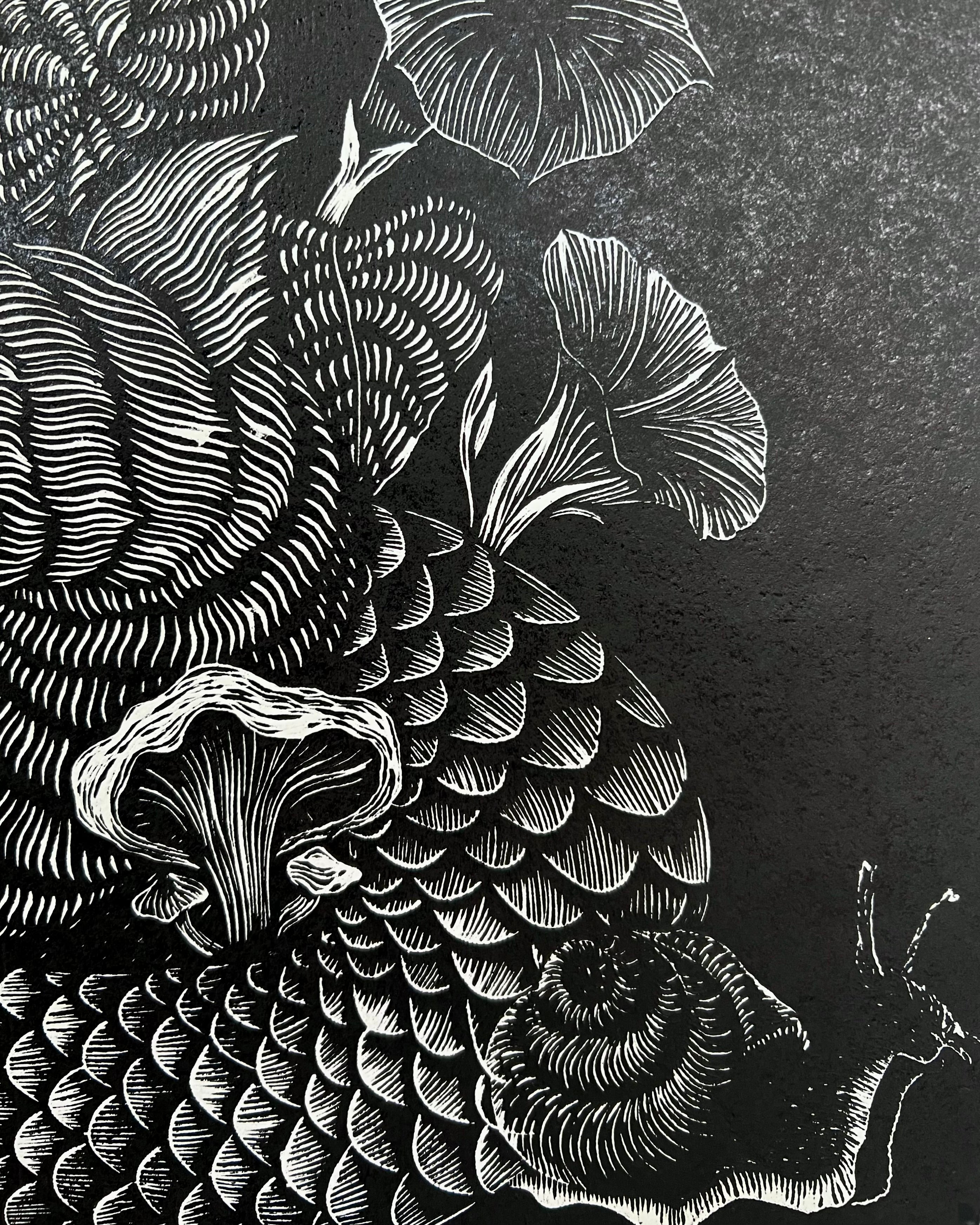 “Polinizacion” by Leon Arrazola- Grabado- Woodcut Printmaking 3/30