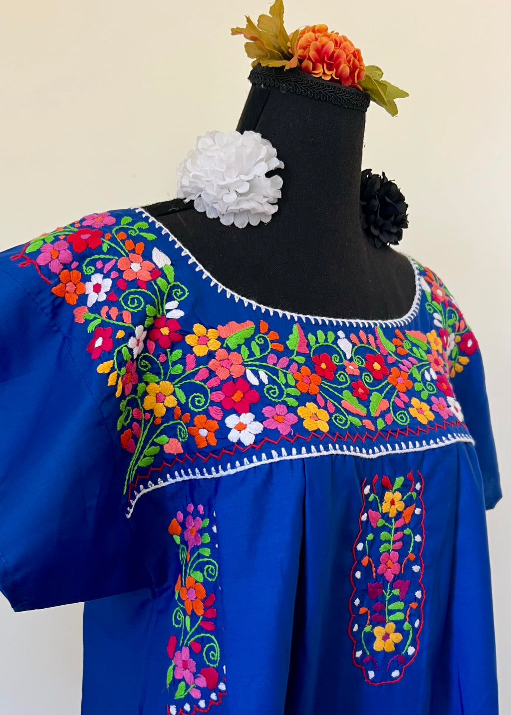 Handmade Oaxacan Embroidered Short Length Dress - San Antonino Style