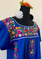 Handmade Oaxacan Embroidered Short Length Dress - San Antonino Style