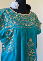 Handmade Oaxacan Embroidered Long Length Dress - San Antonino Style