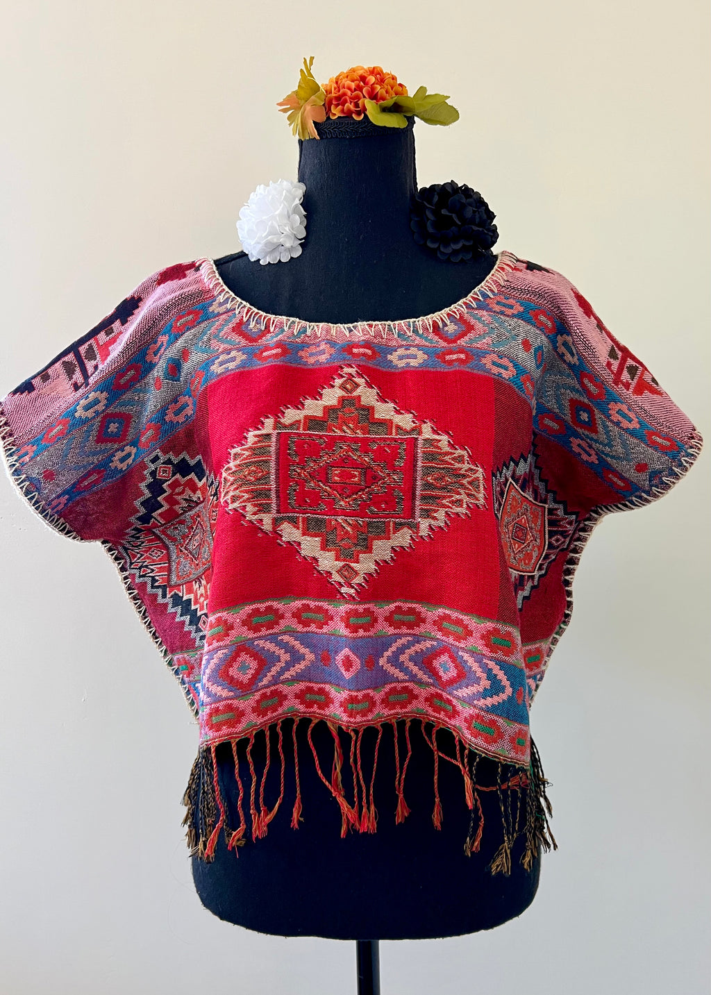 Full Geometric Cropped Huipil-Style Top