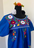 Handmade Oaxacan Embroidered Long Length Dress - San Antonino Style