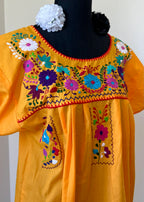 Handmade Oaxacan Embroidered Long Length Dress - San Antonino Style