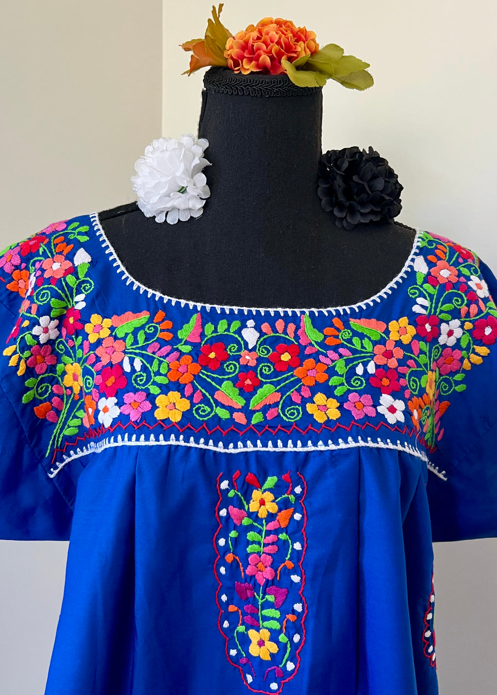 Handmade Oaxacan Embroidered Short Length Dress - San Antonino Style