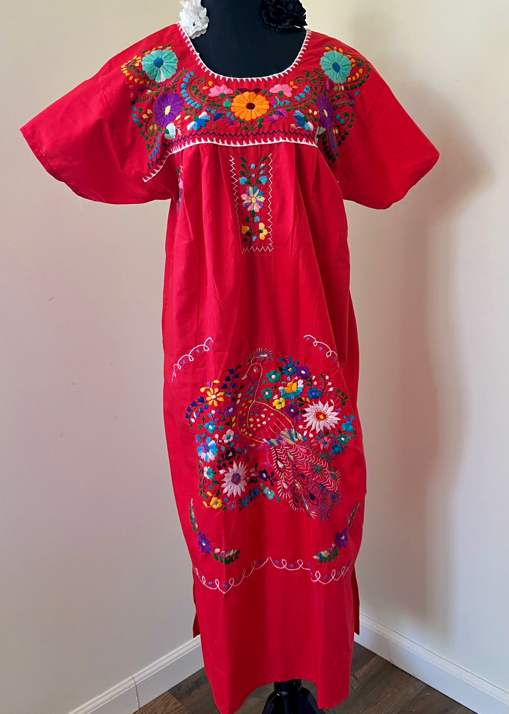 Handmade Oaxacan Embroidered Long Length Dress - San Antonino Style