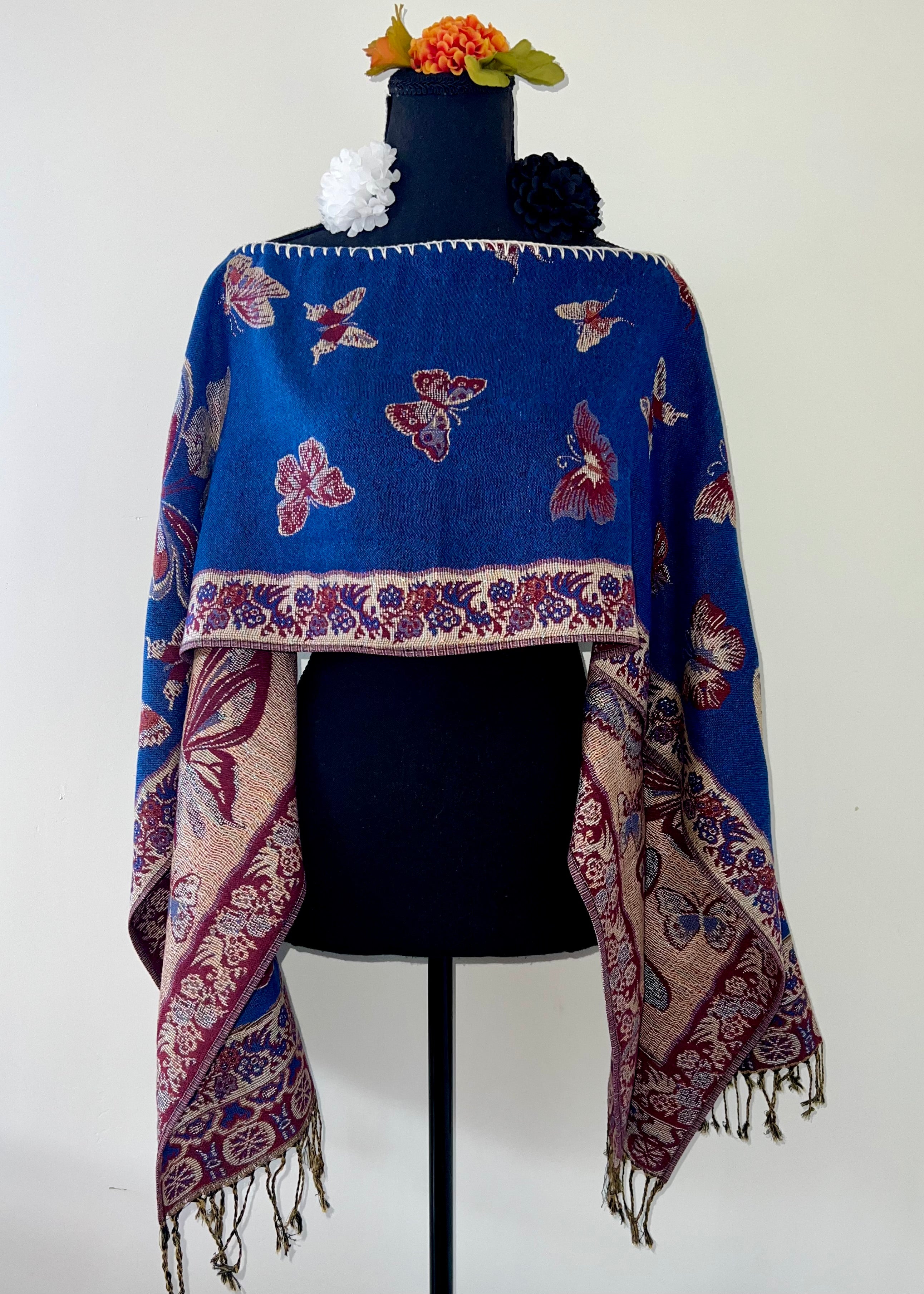 Butterfly Rebozo-Style Woven Shawl / Multi-Way Cover-Up