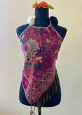 Floral Diamond Backless Halter Top