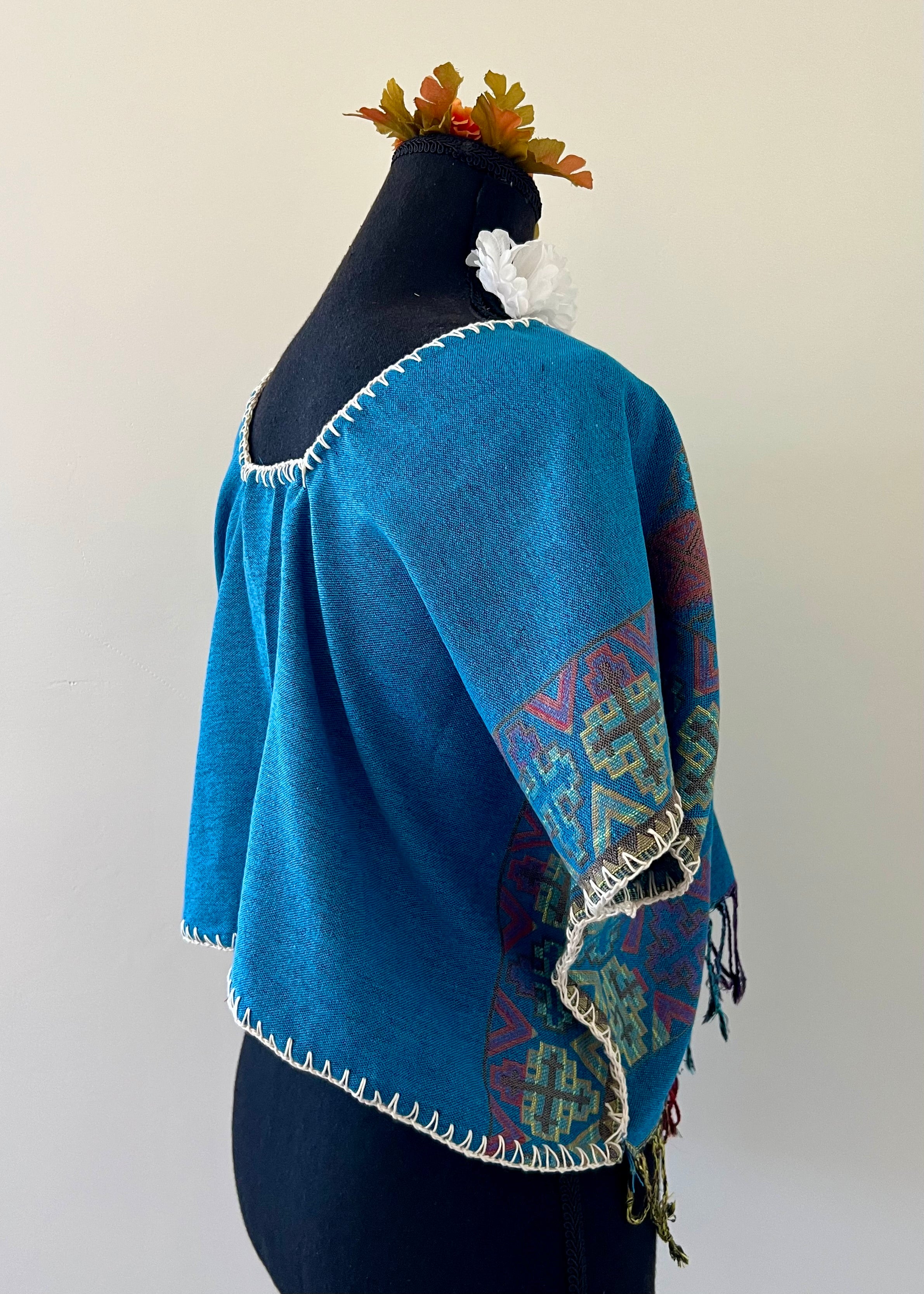 Geometric Cropped Huipil-Style Top