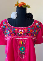 Handmade Oaxacan Embroidered Short Length Dress - San Antonino Style