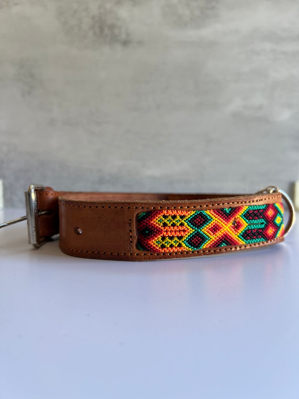 Leather Dog Collar with Embroidered Details