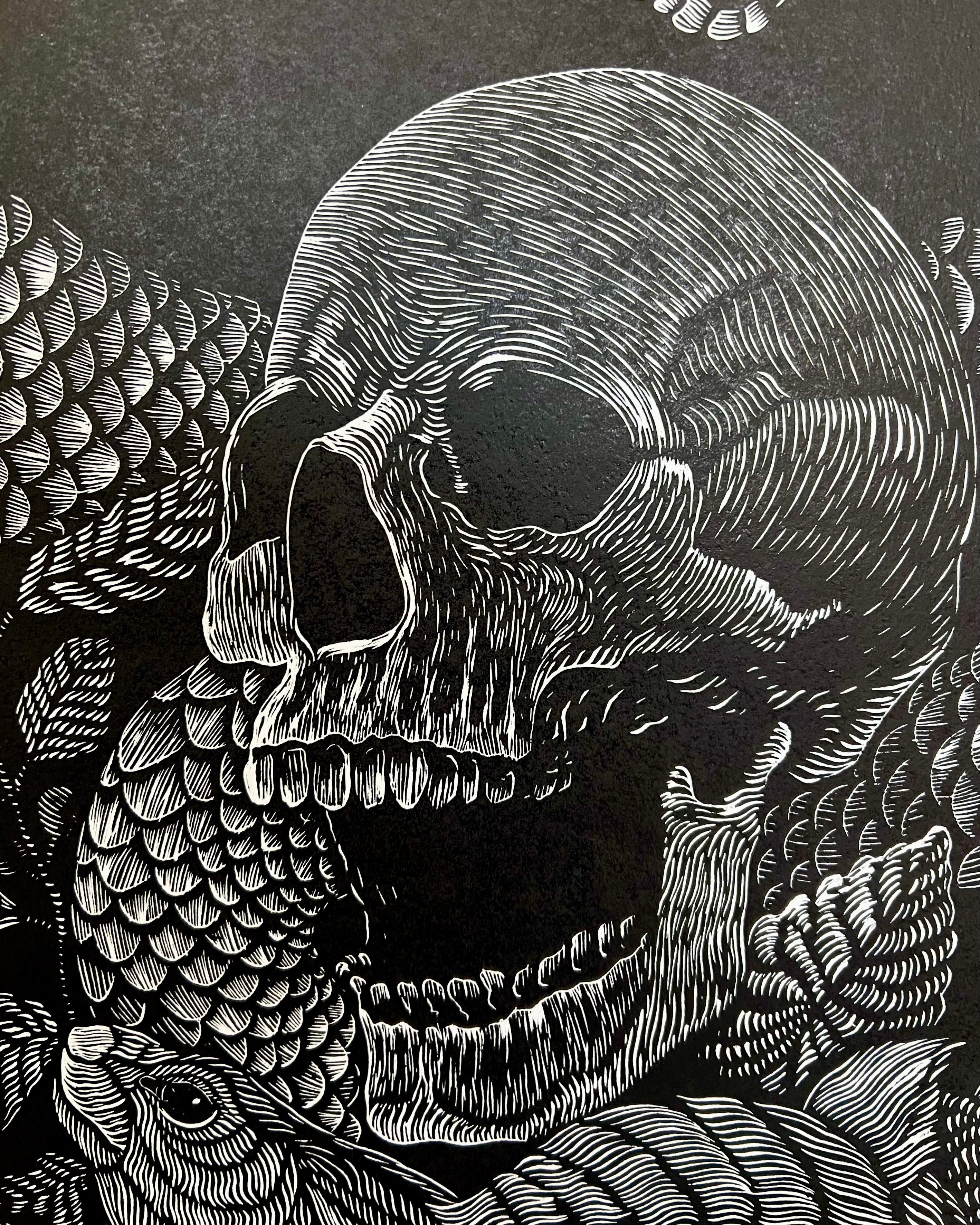 “Polinizacion” by Leon Arrazola- Grabado- Woodcut Printmaking 3/30