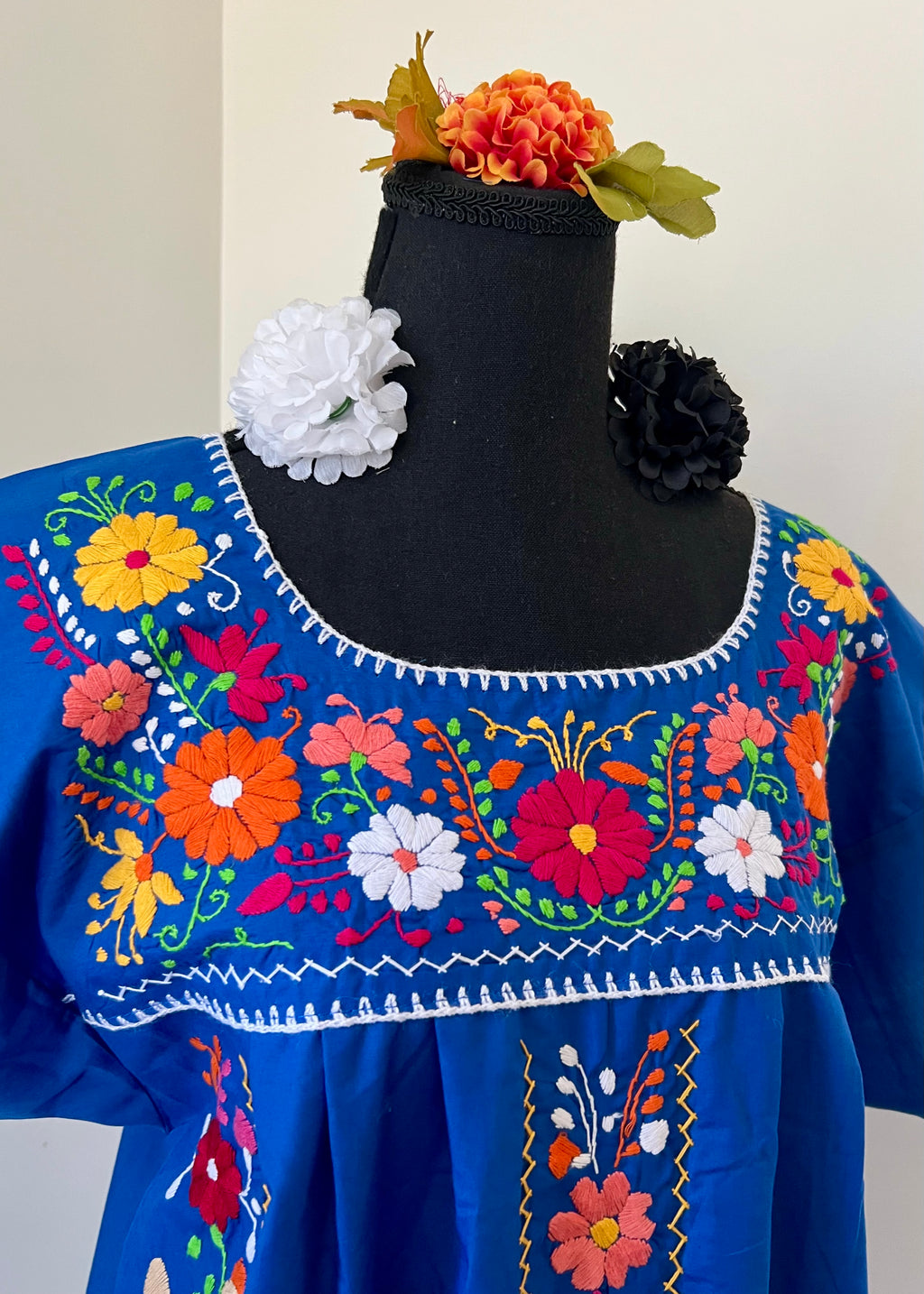 Handmade Oaxacan Embroidered Long Length Dress - San Antonino Style
