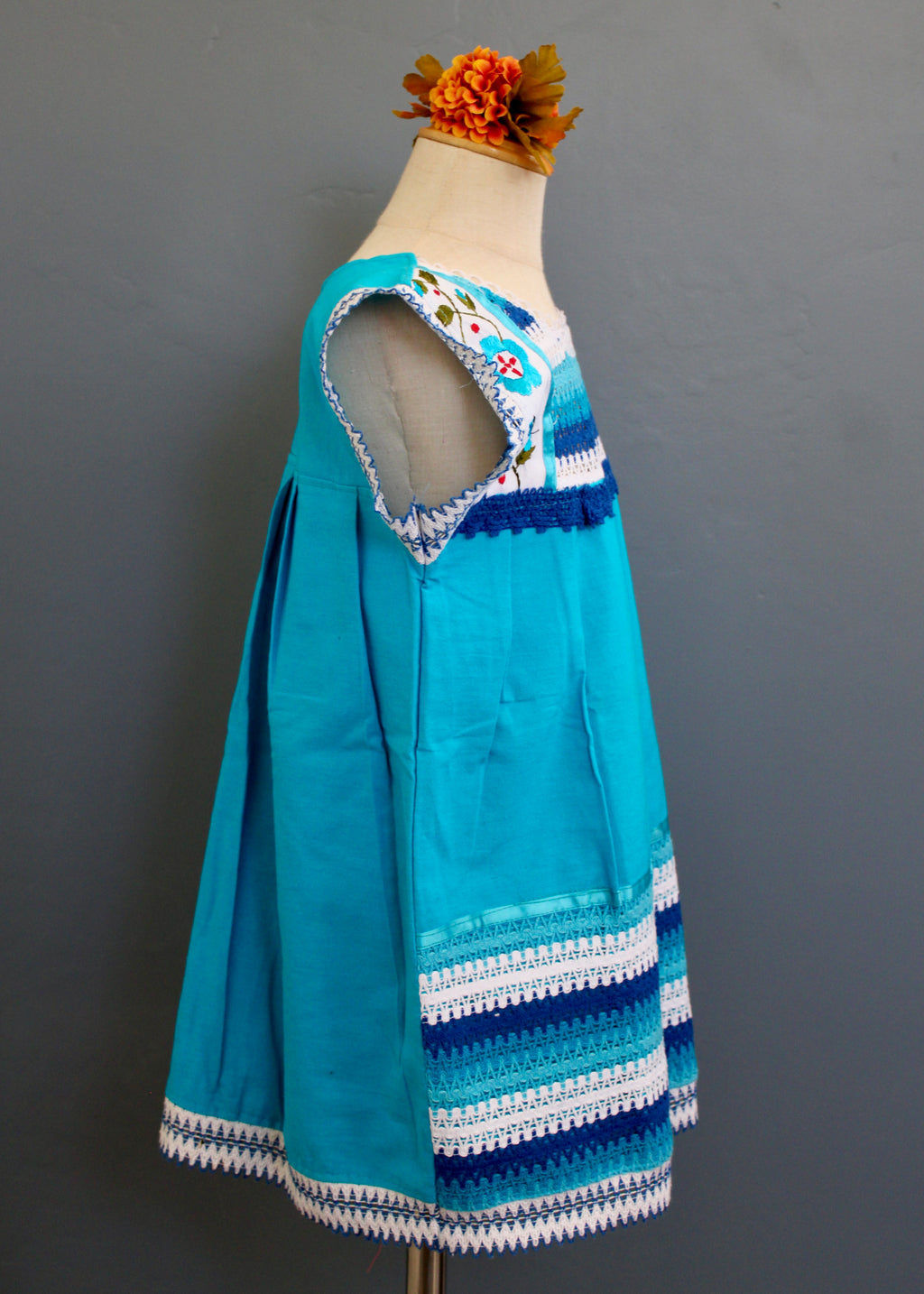 Girls Hand-Embroidered Oaxacan Crochet Dress