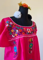 Handmade Oaxacan Embroidered Short Length Dress - San Antonino Style