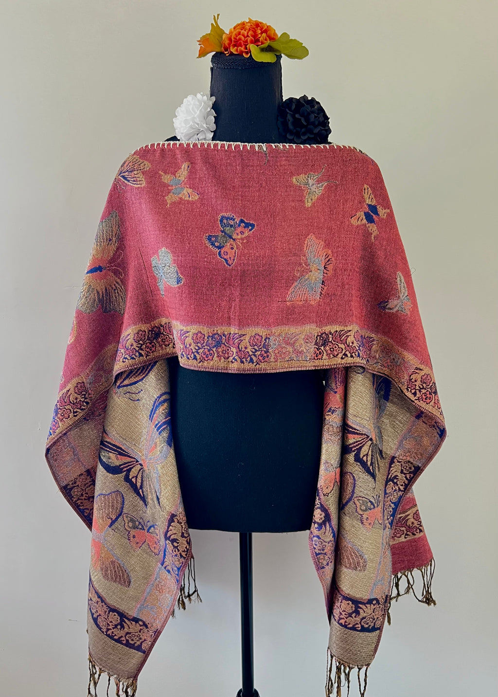 Butterfly Rebozo-Style Woven Shawl / Multi-Way Cover-Up