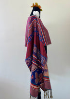 Butterfly and Stripe Rebozo-Style Woven Shawl / Multi-Way Cover-Up