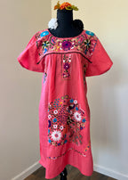 Handmade Oaxacan Embroidered Short Length Dress - San Antonino Style