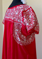 Handmade Oaxacan Embroidered Long Length Dress - San Antonino Style