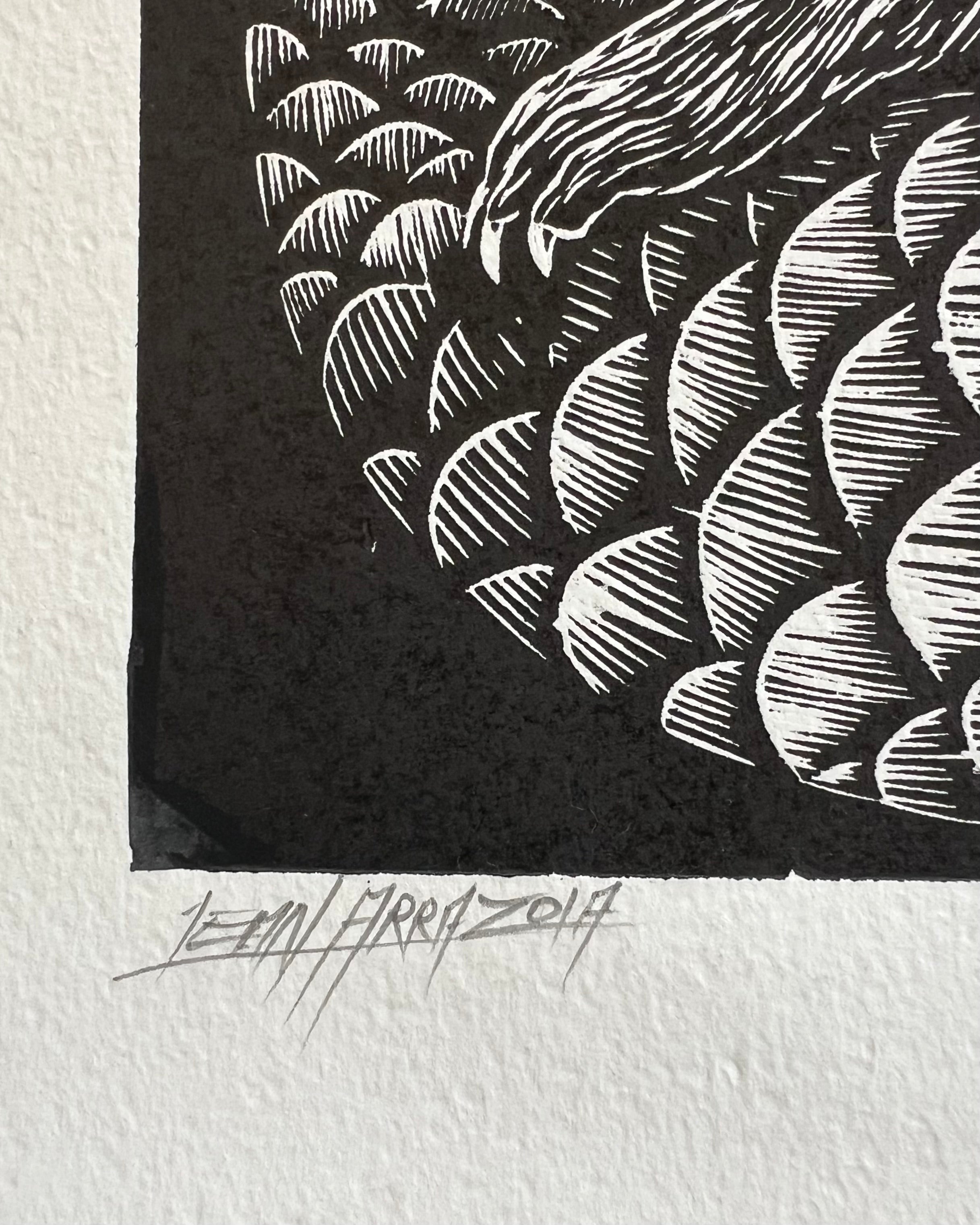 “Polinizacion” by Leon Arrazola- Grabado- Woodcut Printmaking 3/30