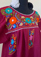 Handmade Oaxacan Embroidered Long Length Dress - San Antonino Style