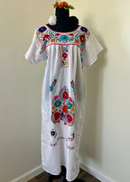 Handmade Oaxacan Embroidered Ankle Length Dress – San Antonino Style